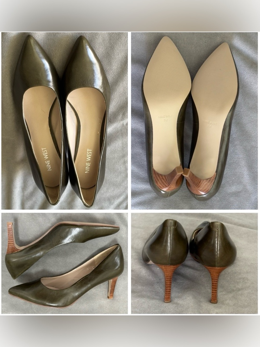 Nine West olive green pointed toe pumps New w/o Box - size 7 M - Picture 2 of 2